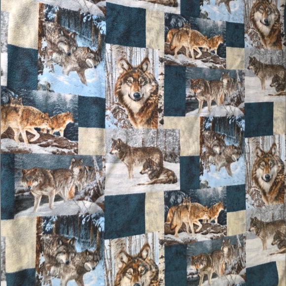 Other - Wolf Patchwork Tie No Sew Fleece Throw Blanket Lap Blanket 50 X 60